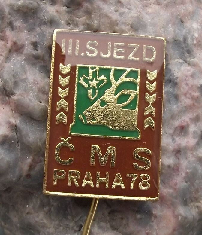 1978 CMS Czech Hunting Association 3rd National Convention Stag Deer Pin Badge - Badgecrazy