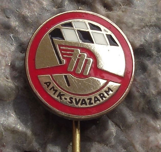 Czech Car Association AMK Motor Racing Winning Chequered Flag Svazarm Pin Badge - Badgecrazy