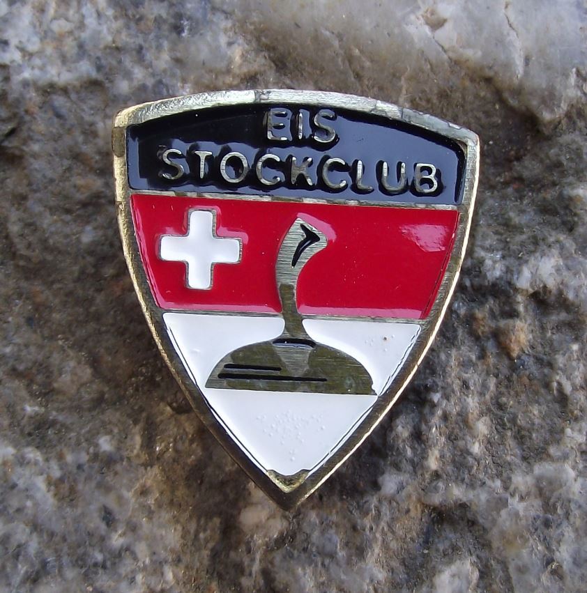 Swiss Switzerland Ice Stock Sport Bavarian Curling Membership Jacket Buttonhole - Badgecrazy