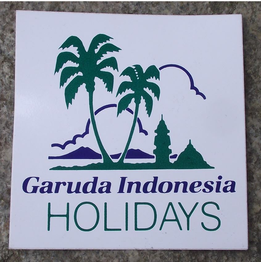 Vintage Garuda Indonesia Airlines Holidays Passenger Baggage Sticker Decal - Badgecrazy