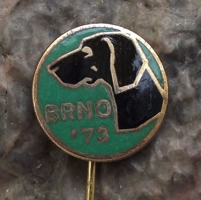 1973 International Dog Breeders Club Show Event Brno Pointer Breed Pin Badge - Badgecrazy