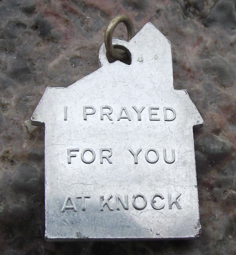 Antique Jesus, Mary & Someone else Christian Religious Holy Necklace Icon Charm - Badgecrazy