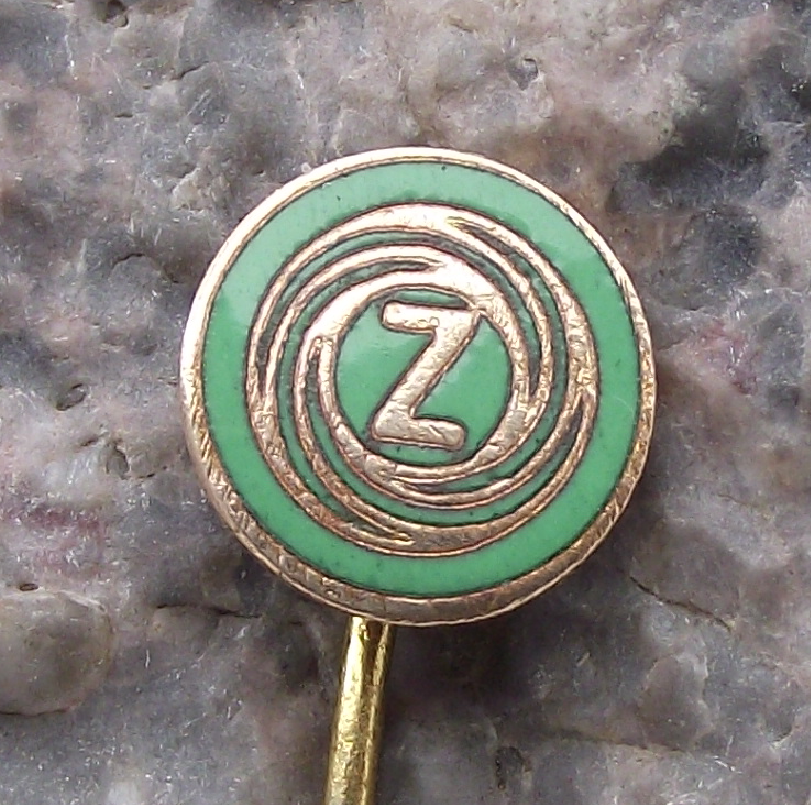 Vintage CZ Weapons Rifles Gun Pistol Factory Czechoslovakia Logo Green Pin Badge - Badgecrazy