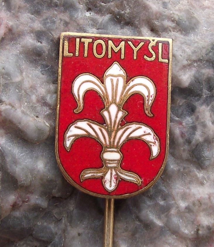 Litomysl Leitomischl Town Fleur de Lis Heraldic Crest Coat of Arms Pin Badge - Badgecrazy