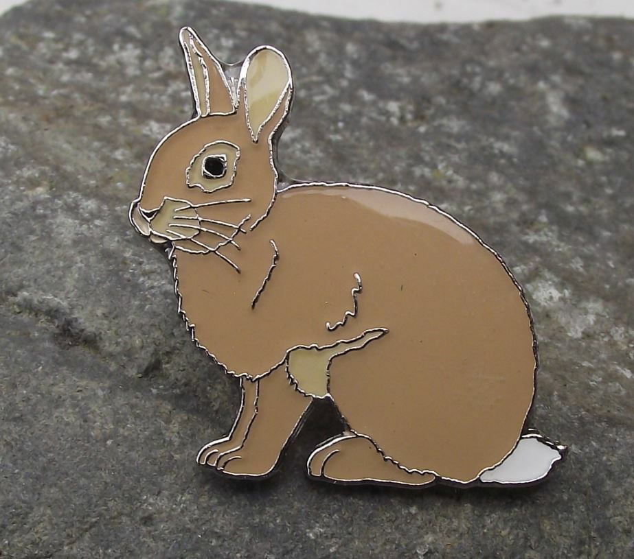 European Fluffy Tailed Rabbit Wildlife Brooch Wild Woodland Animal Pin Badge - Badgecrazy