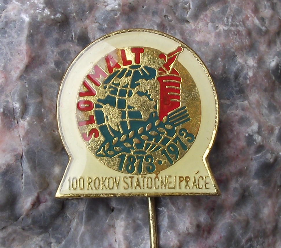 1973 Slovmalt Slovakia Beer Lager Malt Brewery 100th Anniversary Pin Badge - Badgecrazy