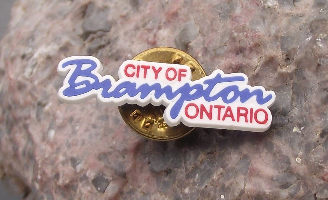 Vintage City of Brampton Ontario Canada Canadian Souvenir Pin Badge - Badgecrazy