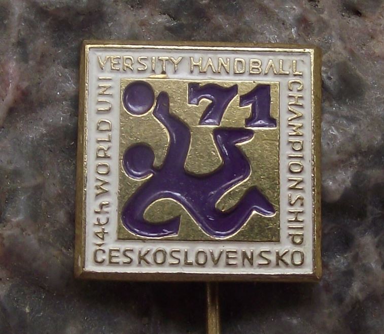 1971 Czechoslovakia 4th University Handball Championships Sport Pin Badge - Badgecrazy