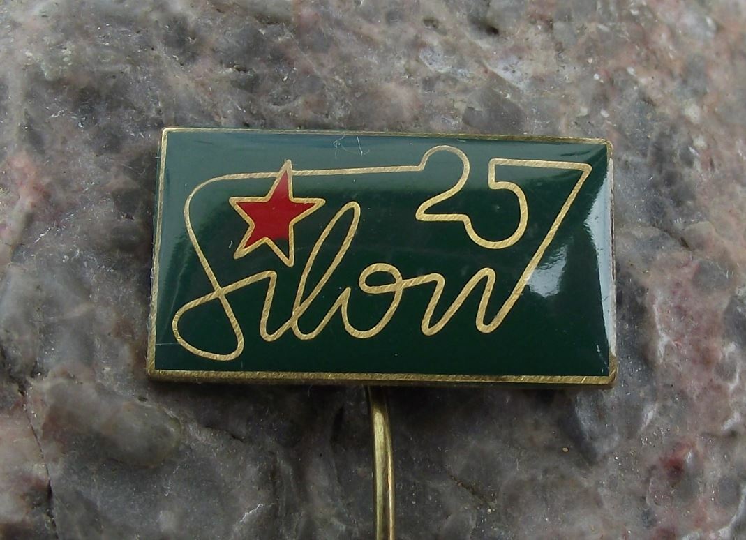 Antique Silon Czech Nylon Tackle Line Fishing Fish 25th Anniversary Pin Badge - Badgecrazy