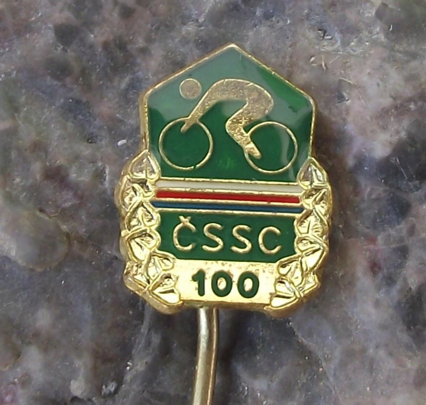 1983 CSSC Czech Cycling Federation Centenary Bicycle & Rider Members Pin Badge - Badgecrazy