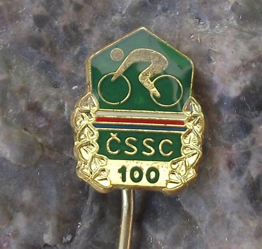 1983 CSSC Czech Cycling Federation Centenary Bicycle & Rider Members Pin Badge - Badgecrazy