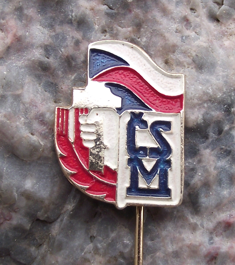 Vintage CSM Czechoslovakia Youth Organisation Members Hammer Flag Pin Badge - Badgecrazy