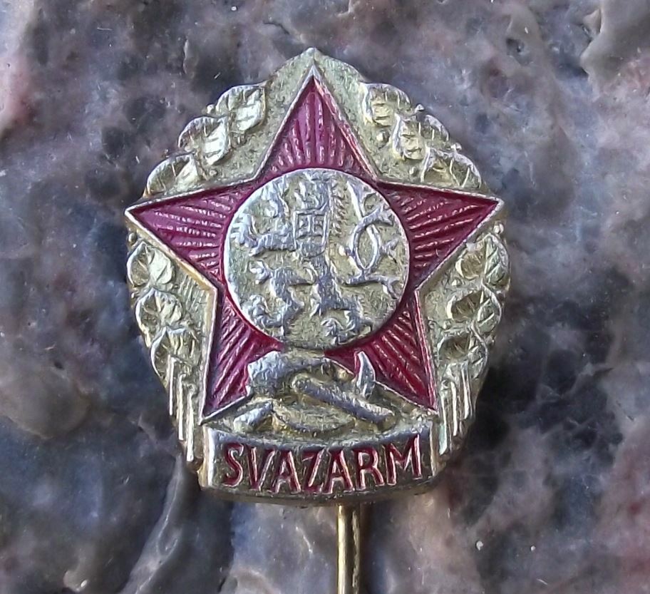 Vintage Svazarm Czech Army Reserve Lion Communsit Star Logo Military Pin Badge - Badgecrazy
