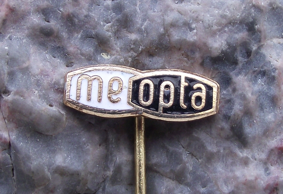 Vintage Meopta Czech Stereo Camera Company Optics Lenses Logo Pin Badge Black - Badgecrazy