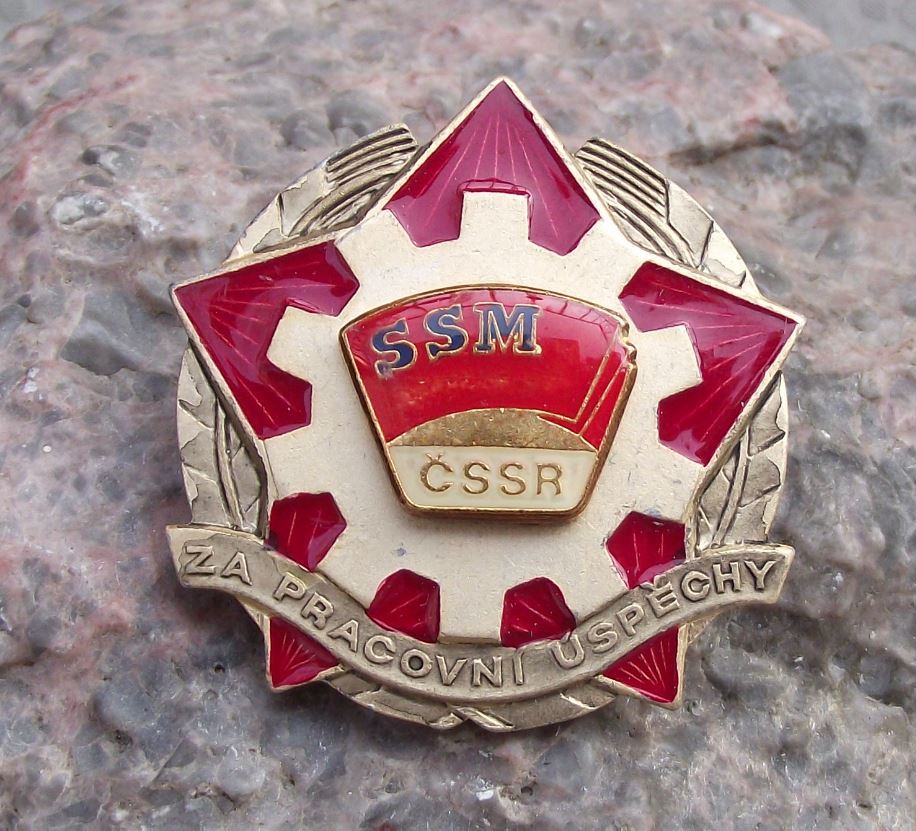 Vintage Red Star SSM CSSR Communist Youth Successful Worker Award Pin Badge - Badgecrazy