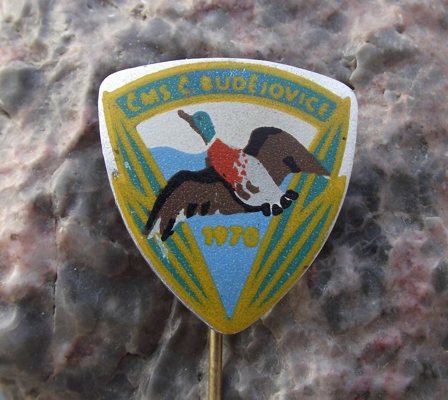 1970 Ceske Budejovice CMS Czech Hunting Association Flying Duck Hunt Pin Badge - Badgecrazy
