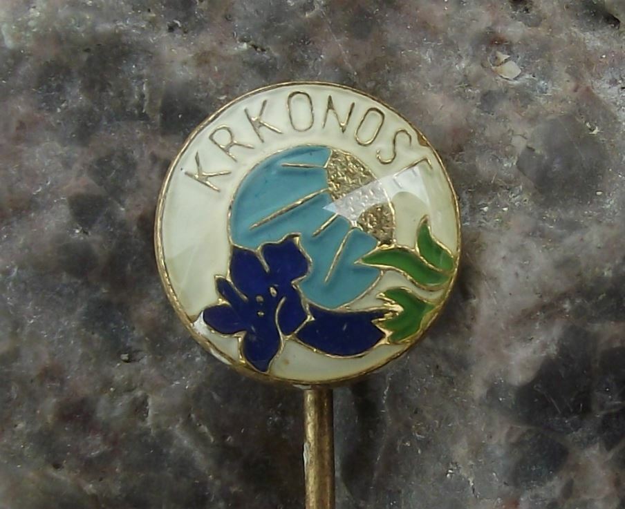 Vintage Krkonose National Park Campanula Flower Czech Mountain Park Pin Badge - Badgecrazy