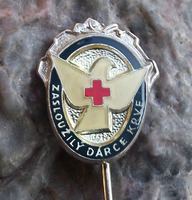 Outstanding Blood Donor Czech Donation Award White Dove Red Cross Pin Badge - Badgecrazy