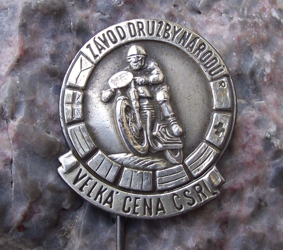 1952 Grand Prix Czechoslovakia Friendship of Nations Motorbike Race Pin Badge - Badgecrazy