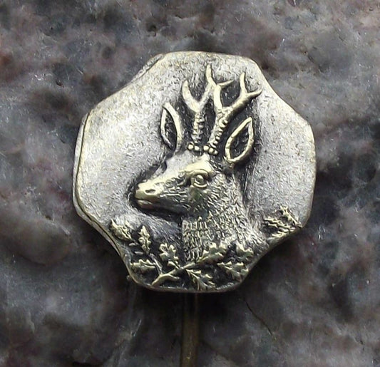Vintge Stag Deer Head Hunt Hunters Lucky Czech Hunting Antlers Pin Badge