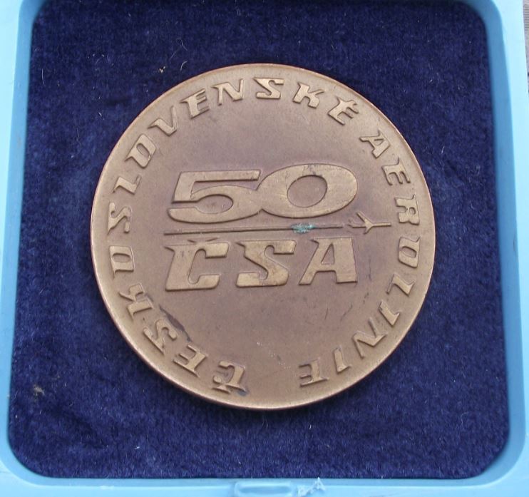 1973 CSA Czech Airlines 50th Anniversary Medal Ilyushin IL-62 Presentation Box