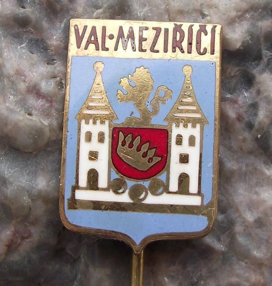 Vintage Valasske Mezirici Czechoslovakia Coat of Arms Town Crest Pin Badge - Badgecrazy