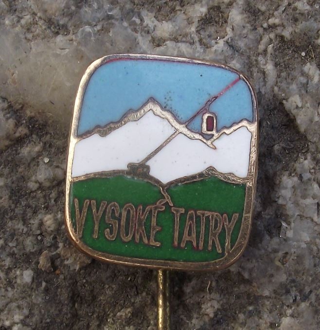 Antique High Tatra Mountains Vysoke Tatry Cable Car Climbers Tourist Pin Badge - Badgecrazy