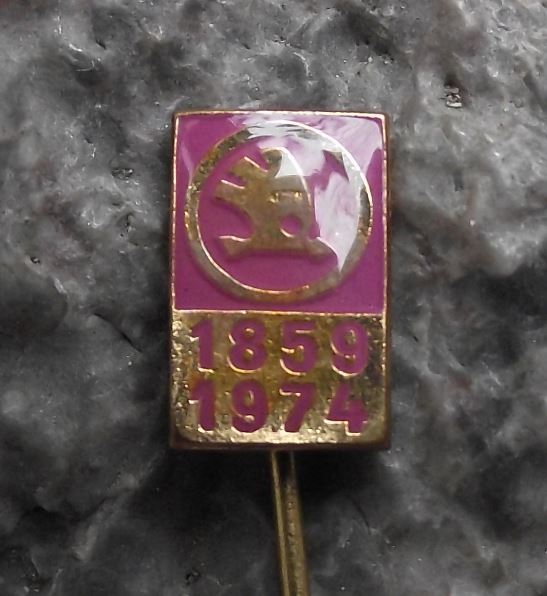 1974 Skoda Autos Company Czech Motor Car Maker 115th Anniversary Pin Badge - Badgecrazy