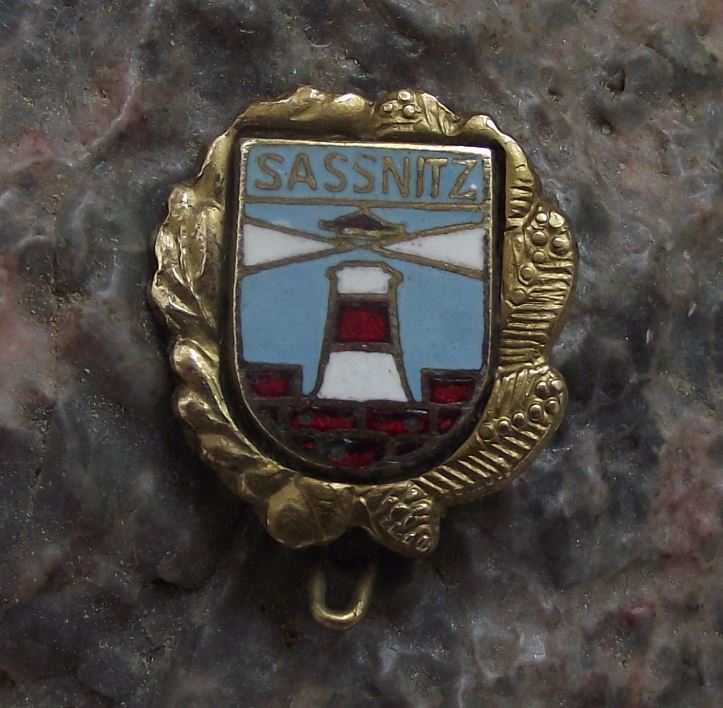 Antique Sassnitz East Germany Heraldic Lighthouse Crest Coat of Arms Pin Badge - Badgecrazy
