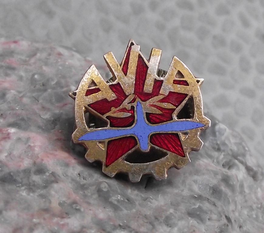 1950s AVIA Aviation Aircraft Automotive Truck Company Logo Uniform Screw Badge
