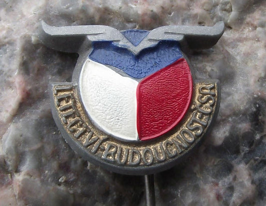 1945 Czechoslovakia Aircraft Pilot Wings on Czech Roundel Aviation Pin Badge 