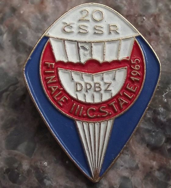 1965 CSSR 20th Anniversary Parachuting Final Competition DPBZ Skydive Pin Badge - Badgecrazy