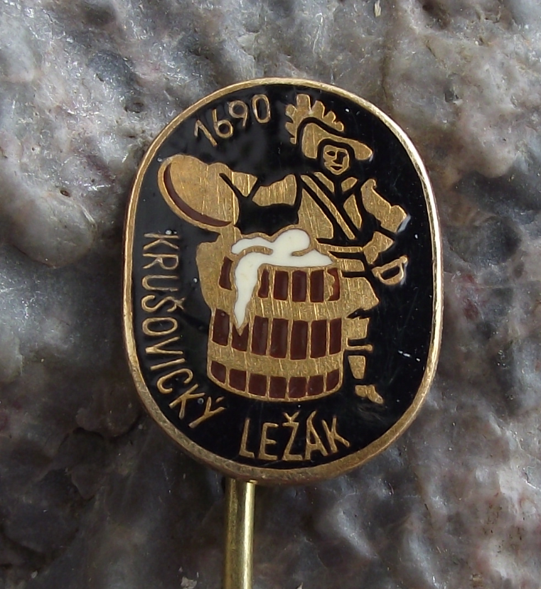 Antique Pivovar Krusovice 1690 Brewery Czech Lager Beer Advertising Pin Badge - Badgecrazy