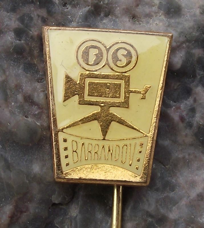 Antique Barrandov Czech Movie Studios Film Camera Tripod Tape Reels Pin Badge - Badgecrazy