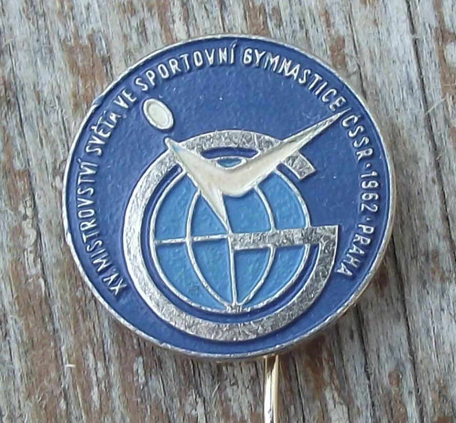 1962 Rare World Championships Sport Gymnastics Czechoslovakia Prague Pin Badge - Badgecrazy