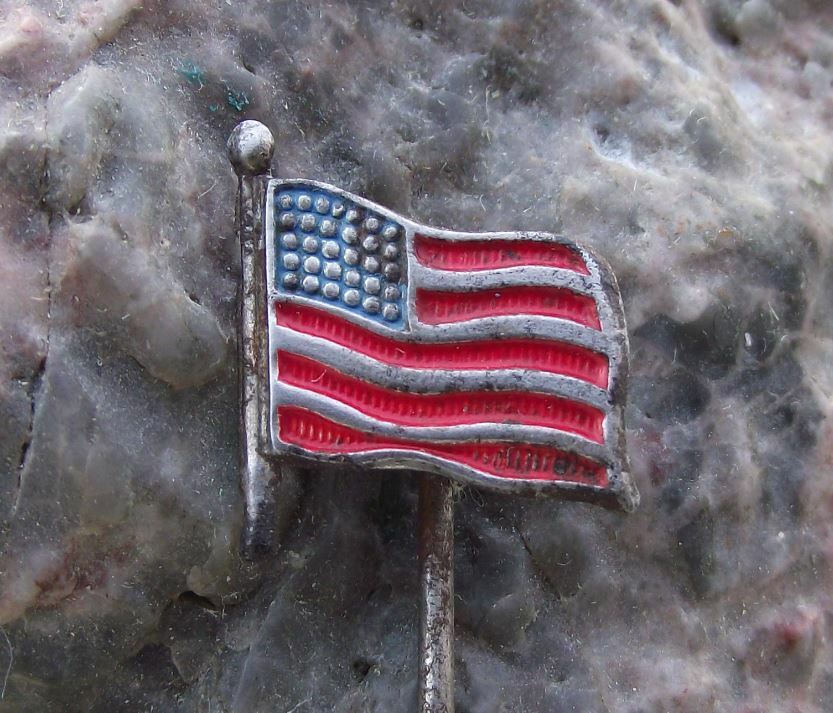 Antique USA United States of America Star and Stripes Waving Flag Pin Badge - Badgecrazy