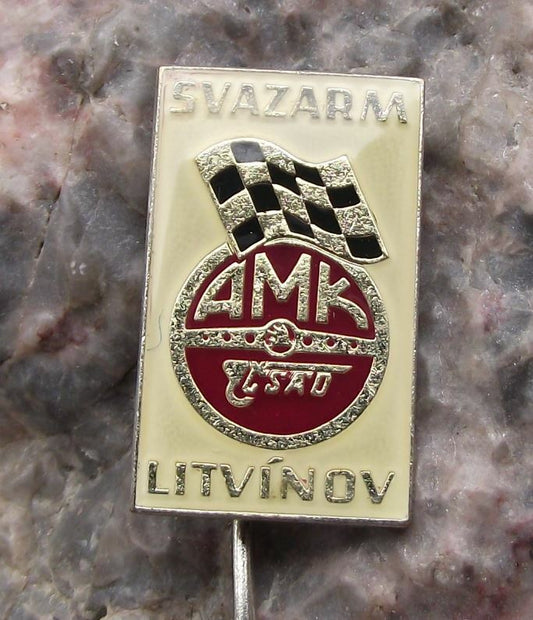 Antique Svazarm AMK Litvinov Auto Moto Klub Czech Motor Racing Flag Pin Badge - Badgecrazy