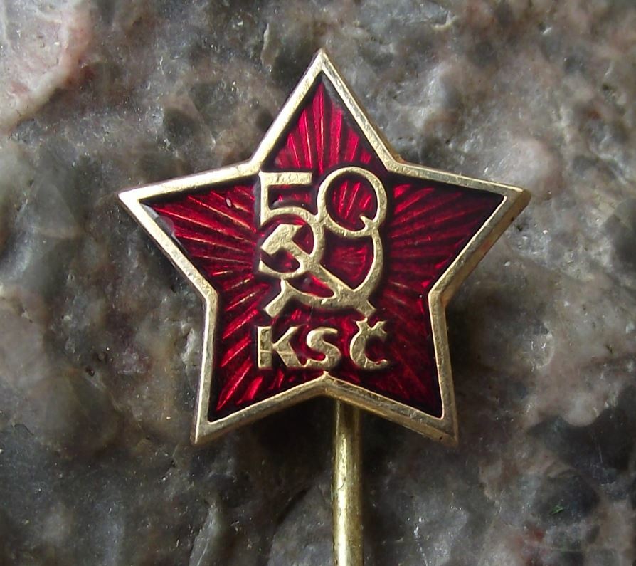 1971 Czechoslovakia Communist Party KSC 50th Anniversary Political Pin Badge - Badgecrazy