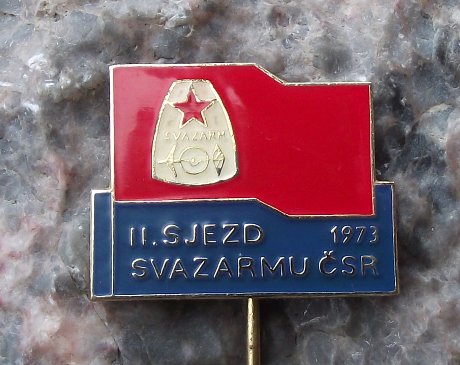 1973 Svazarm Czech Army Reserves VI 6th Military Conference Meeting Pin Badge - Badgecrazy