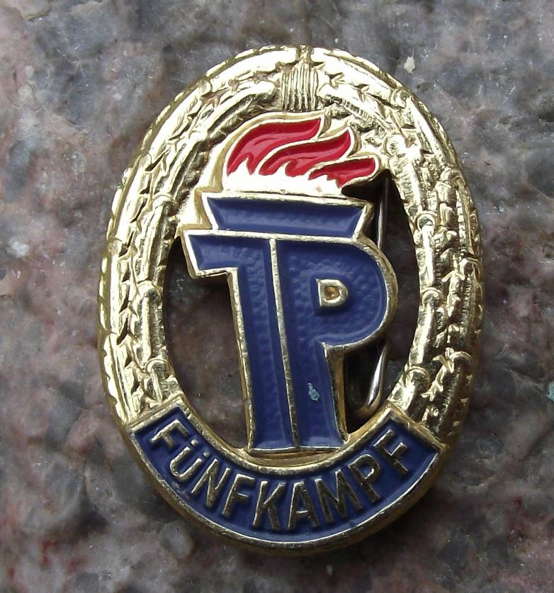 Thalmann Pioneer DDR Pentathlon Funfkampf Athletics Competition Award Pin Badge - Badgecrazy