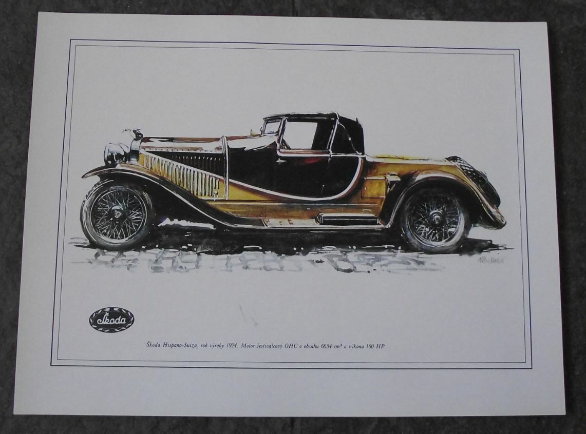 Skoda Hispano Suiza 1924 Picture Car Vladimir Bidlo Printed Illustration - Badgecrazy