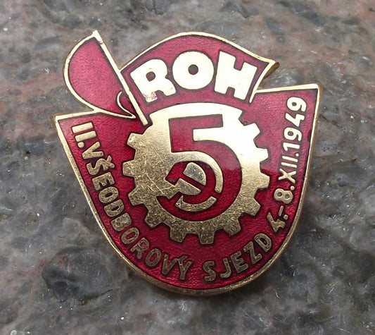 1949 ROH Czechoslovakia Trade Union Association Prague Conference Pin Badge