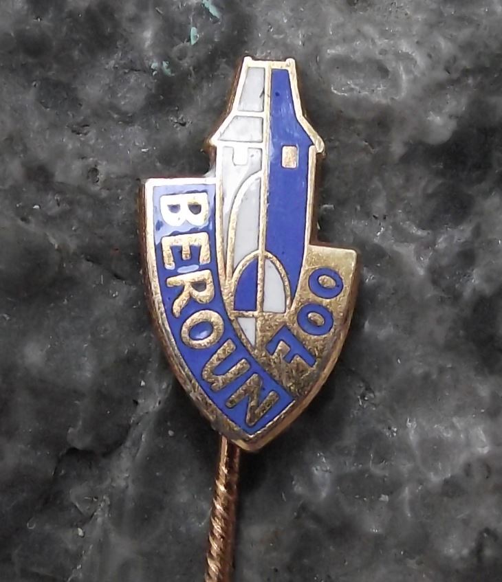 1965 Beroun Czech Bohemian Walled City Heraldic Crest Coat of Arms Pin Badge - Badgecrazy