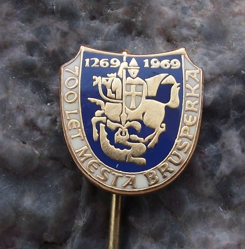 1969 Brusperke Coat of Arms Heraldic Crest 700th Anniversary Shield Pin Badge - Badgecrazy