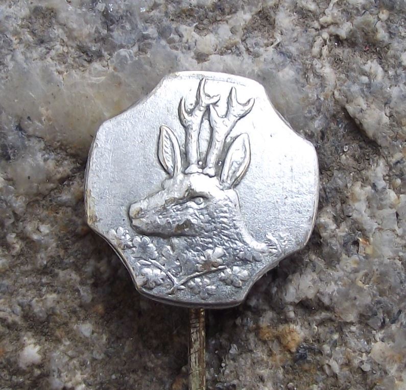 Vintge Stag Deer Head Hunt Hunters Lucky Czech Hunting Antlers Pin Badge