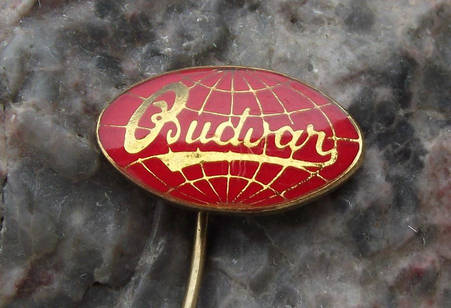 Antique Budvar Czech Budweiser Brewery Pivovar Lager Beer Pin Badge Red - Badgecrazy
