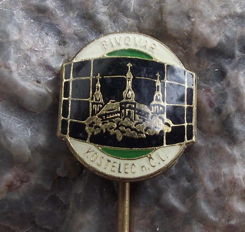 Antique Pivovar Kostelec Brewery Czech Lager Beer Advertising Pin Badge - Badgecrazy