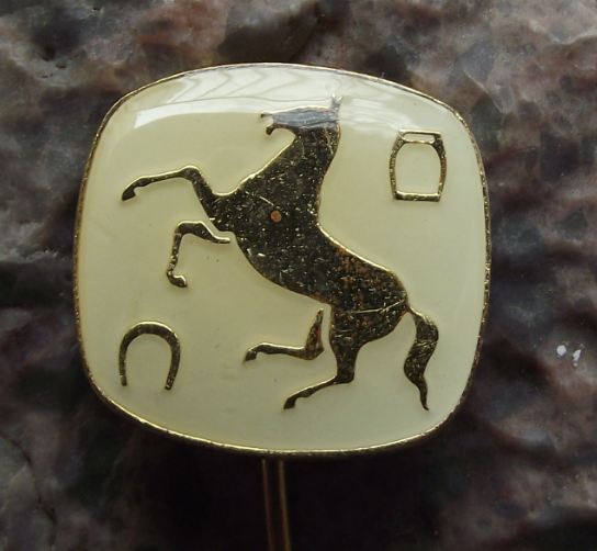 Turf Club Jockeys & Riders Stirrup and Horseshoe Czech Riding Member Pin Badge - Badgecrazy