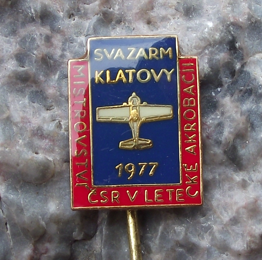 1977 Svazarm Klatovy Czech Aircraft Aerobatics Championships Aviation Pin Badge - Badgecrazy