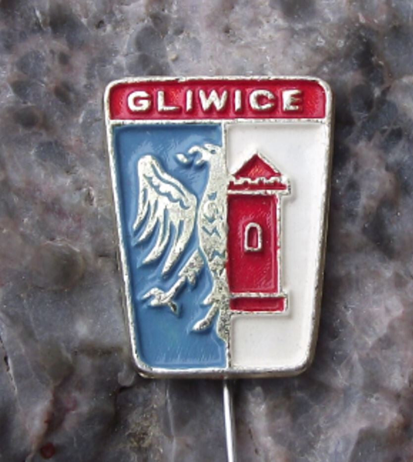 Vintage Gliwice Polish City Poland Heraldic Crest Coat of Arms Pin Badge - Badgecrazy